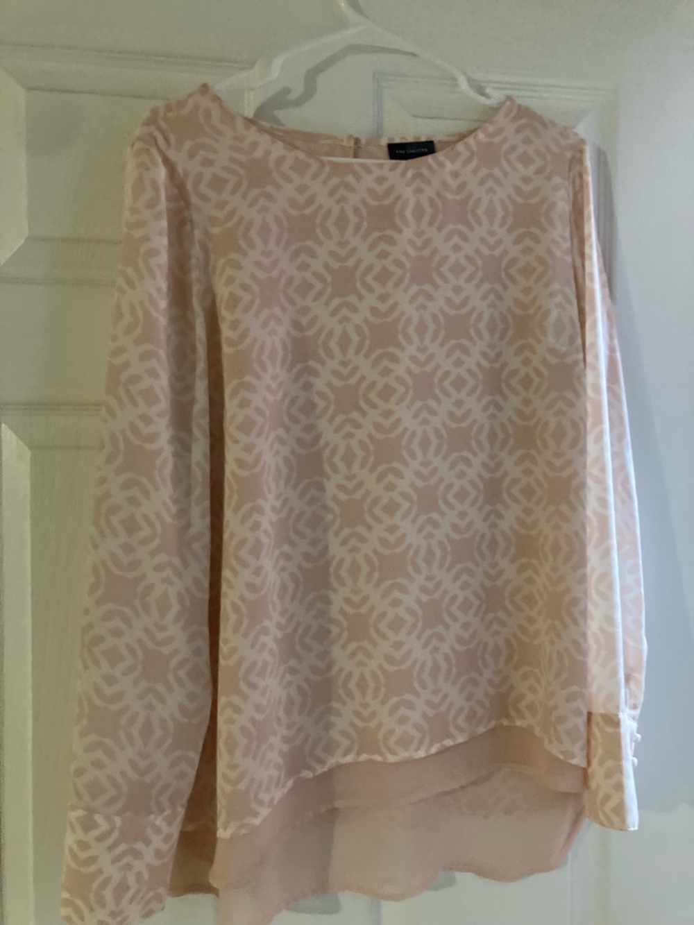 The Limited Pale Pink Geometric Boat-Neck Blouse